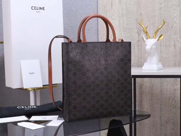 Celine Small Vertical Cabas in Triomphe Canvas with Celine Print