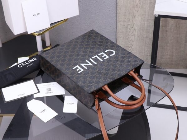 Celine Small Vertical Cabas in Triomphe Canvas with Celine Print