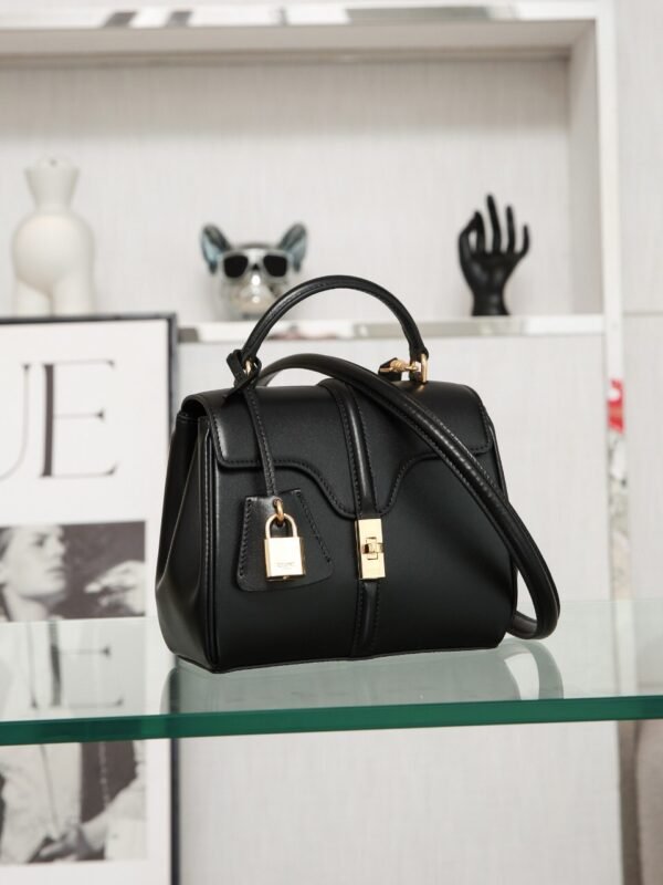 CELINE MINI 16 IN SATINATED CALFSKIN BLACK