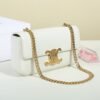 Celine Women Chain Shoulder Bag Triomphe in Shiny Calfskin-White