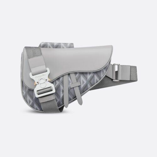 Saddle Bag Dior Gray Coated Cotton Canvas