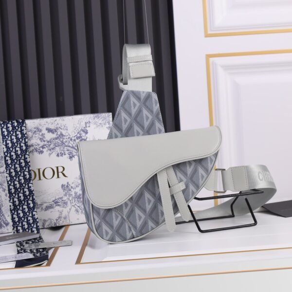 Saddle Bag Dior Gray Coated Cotton Canvas