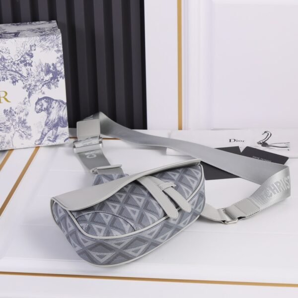 Saddle Bag Dior Gray Coated Cotton Canvas