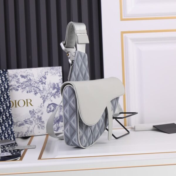 Saddle Bag Dior Gray Coated Cotton Canvas