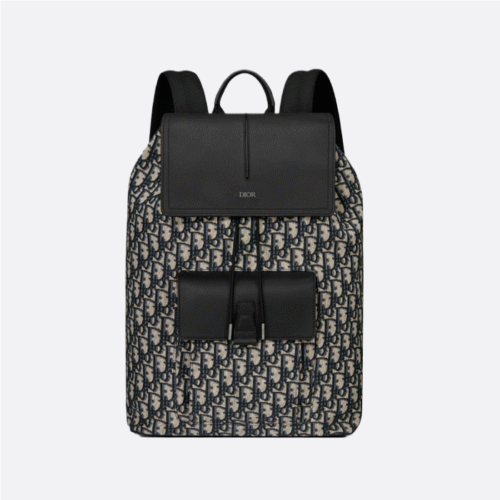 Dior Unisex CD Motion Backpack Beige Black Dior Oblique Jacquard Grained Calfskin