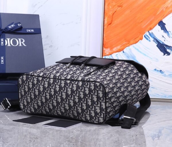 Dior Unisex CD Motion Backpack Beige Black Dior Oblique Jacquard Grained Calfskin