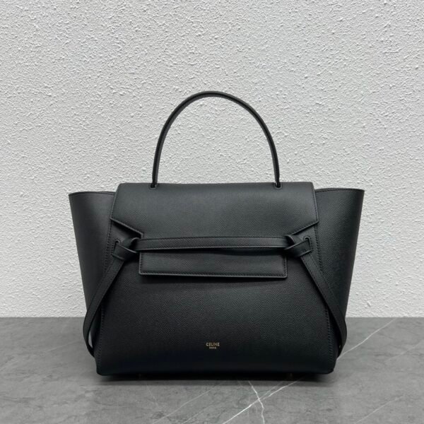 CELINE MINI BELT BAG IN GRAINED CALFSKIN - BLACK