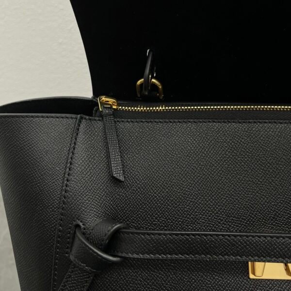 CELINE MINI BELT BAG IN GRAINED CALFSKIN - BLACK