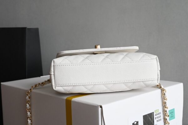 CHANEL 24K Coco Handle Mini Matelasse 2way Shoulder Bag AP4244 White
