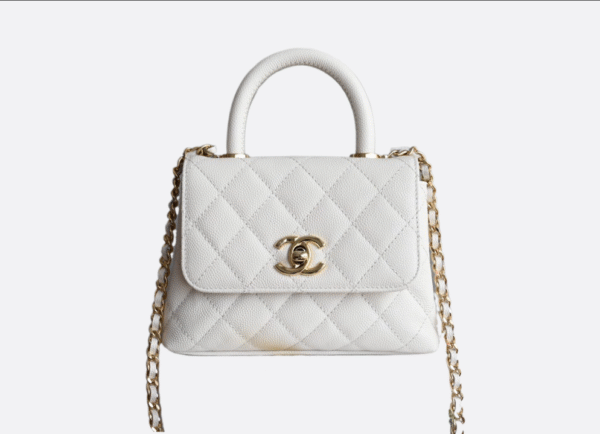 CHANEL 24K Coco Handle Mini Matelasse 2way Shoulder Bag AP4244 White
