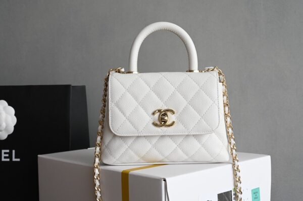 CHANEL 24K Coco Handle Mini Matelasse 2way Shoulder Bag AP4244 White