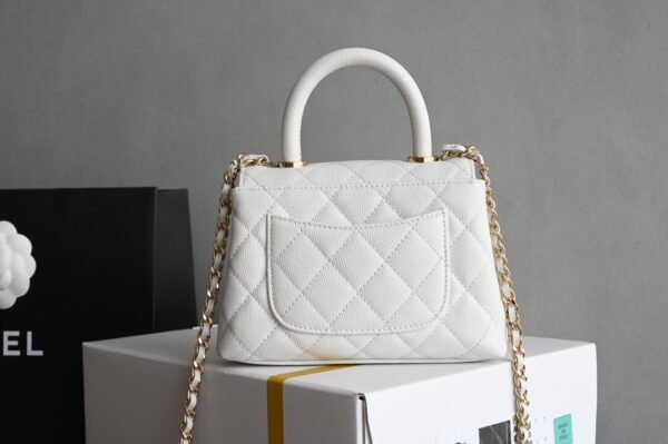 CHANEL 24K Coco Handle Mini Matelasse 2way Shoulder Bag AP4244 White