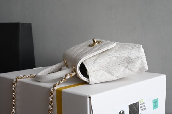 CHANEL 24K Coco Handle Mini Matelasse 2way Shoulder Bag AP4244 White