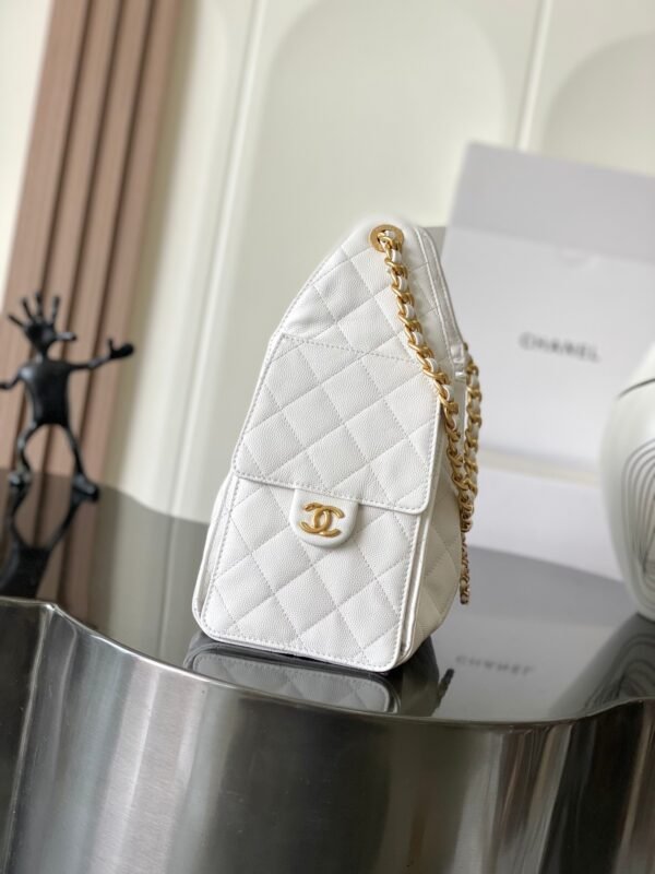 CHANEL 25 Calfskin Hobo Bag Small Handbag white