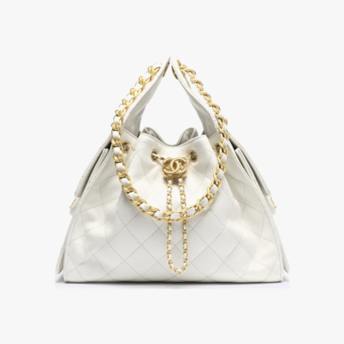 CHANEL 25 Calfskin Hobo Bag Small Handbag white