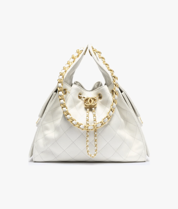 CHANEL 25 Calfskin Hobo Bag Small Handbag white