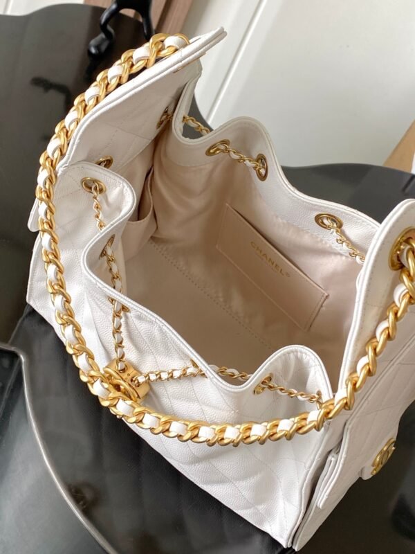 CHANEL 25 Calfskin Hobo Bag Small Handbag white