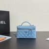 CHANEL 25C zippered silver buckle washed denim shoulder crossbody tote bag blue