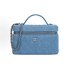 CHANEL 25C zippered silver buckle washed denim shoulder crossbody tote bag blue