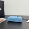 CHANEL 25C zippered silver buckle washed denim shoulder crossbody tote bag blue