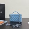 CHANEL 25C zippered silver buckle washed denim shoulder crossbody tote bag blue