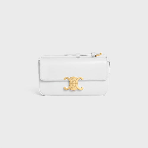 CELINE SHOULDER BAG CLAUDE IN SHINY CALFSKIN - WHITE