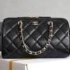 CHANEL Classic chain bag Shiny grained calfskin and gold-tone metal Bowling Bag Black