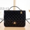 Chanel 22K Large Backpack Patent Calfskin & Gold Metal Black