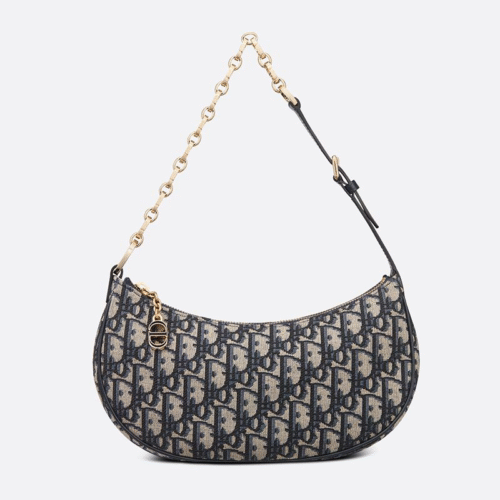Dior Underarm Bag CD LOUNGE Blue Oblique Print Moon Bag