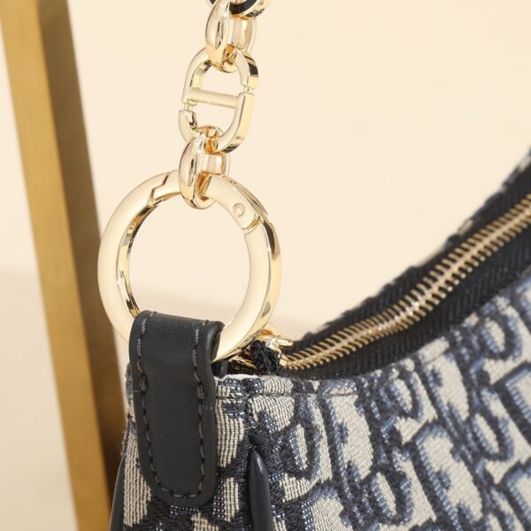 Dior Underarm Bag CD LOUNGE Blue Oblique Print Moon Bag