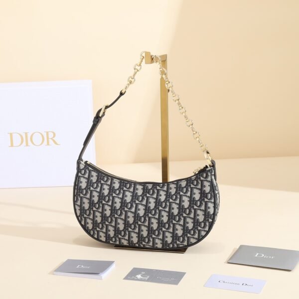 Dior Underarm Bag CD LOUNGE Blue Oblique Print Moon Bag