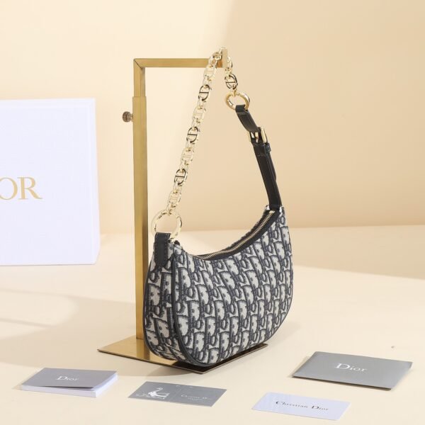 Dior Underarm Bag CD LOUNGE Blue Oblique Print Moon Bag