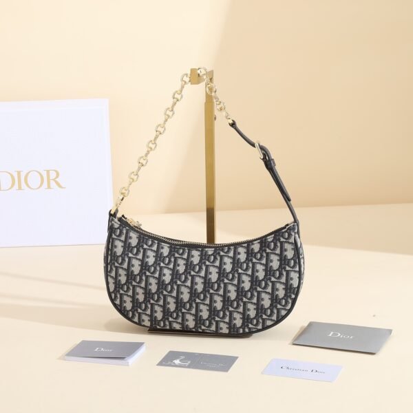 Dior Underarm Bag CD LOUNGE Blue Oblique Print Moon Bag