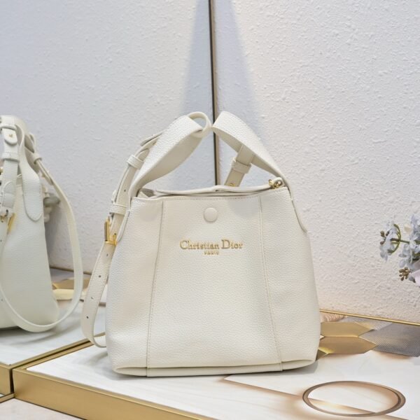Dior Small Signature Bucket Bag White