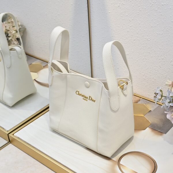 Dior Small Signature Bucket Bag White
