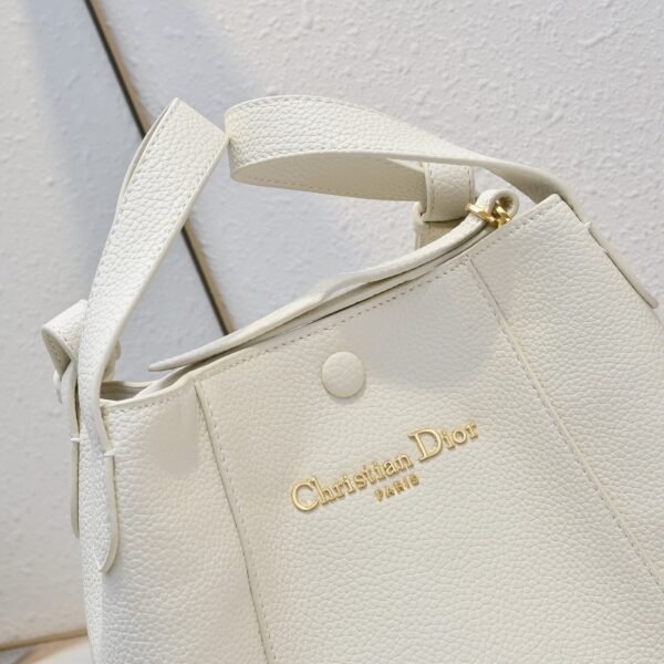 Dior Small Signature Bucket Bag White