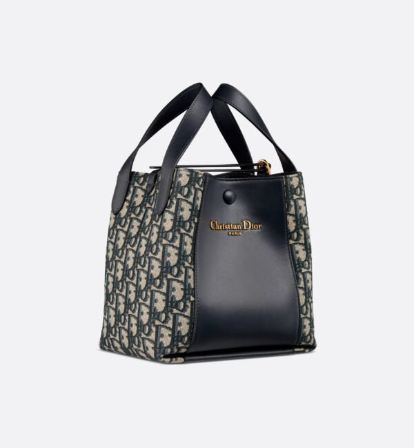 Small Signature Bucket Bag Blue Dior Oblique Jacquard