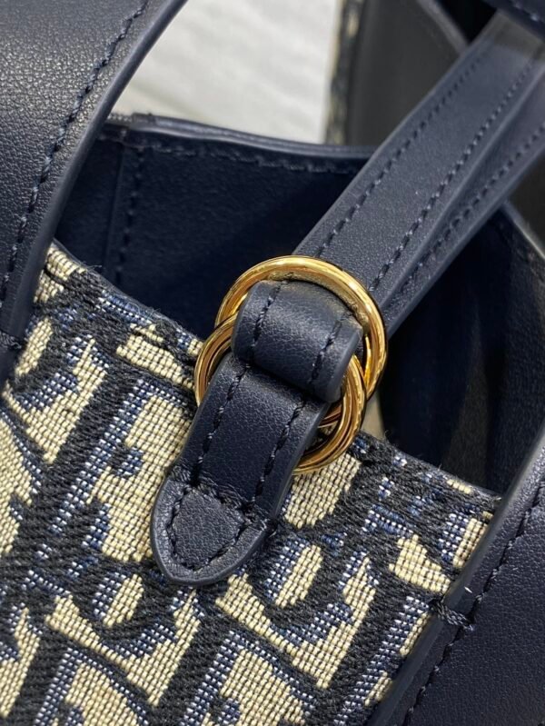 Small Signature Bucket Bag Blue Dior Oblique Jacquard
