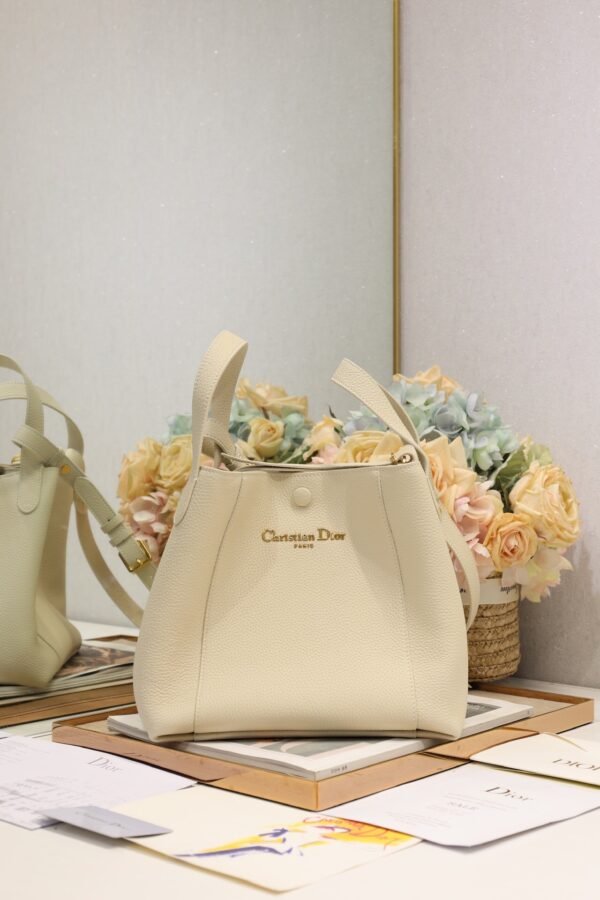 Dior Medium Signature Bucket Bag White