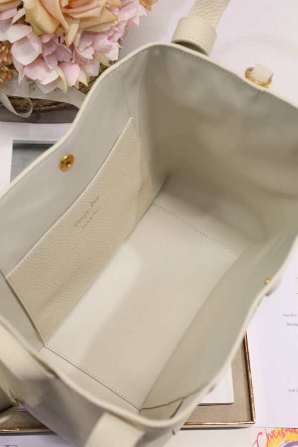 Dior Medium Signature Bucket Bag White