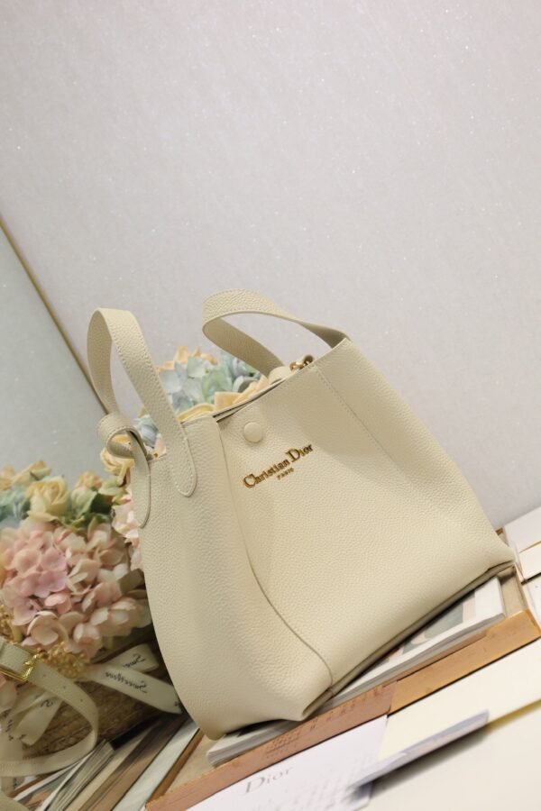 Dior Medium Signature Bucket Bag White