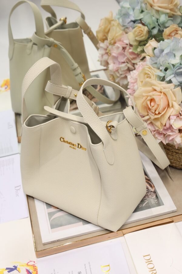 Dior Medium Signature Bucket Bag White