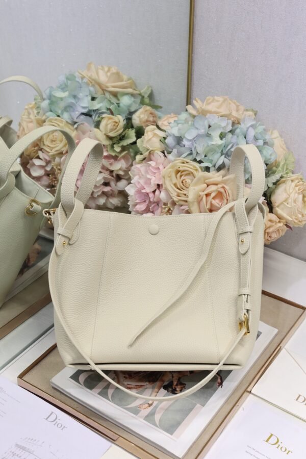 Dior Medium Signature Bucket Bag White