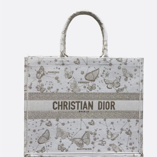 Large Dior Book Tote Golden Butterfly