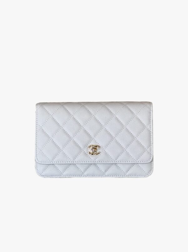 Chanel Chanel Classic Quilted WOC Wallet Crossbody Bag White in Leather Grained cowhide
