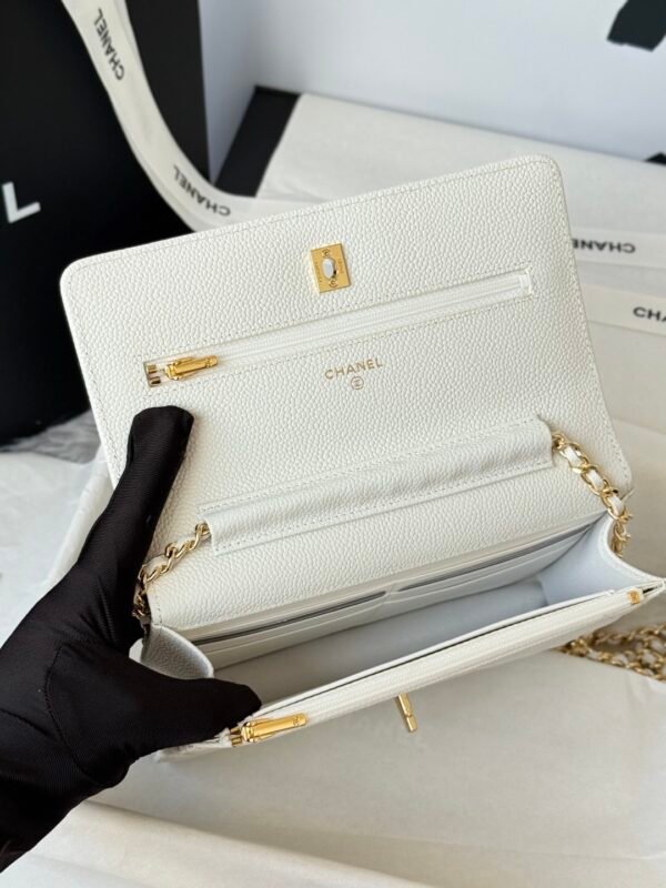 Chanel Chanel Classic Quilted WOC Wallet Crossbody Bag White in Leather Grained cowhide