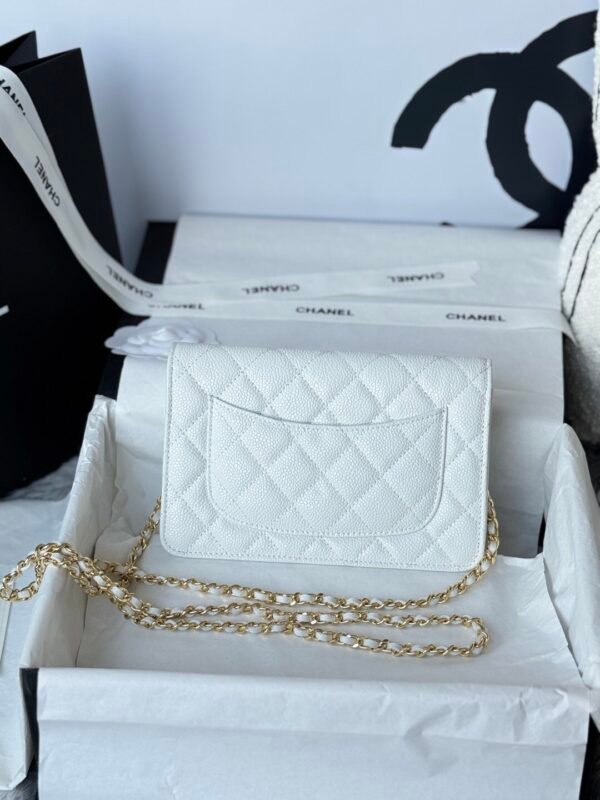 Chanel Chanel Classic Quilted WOC Wallet Crossbody Bag White in Leather Grained cowhide