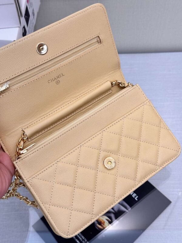 Chanel Chanel Classic Quilted WOC Wallet Crossbody Bag Beige in Leather Grained cowhide