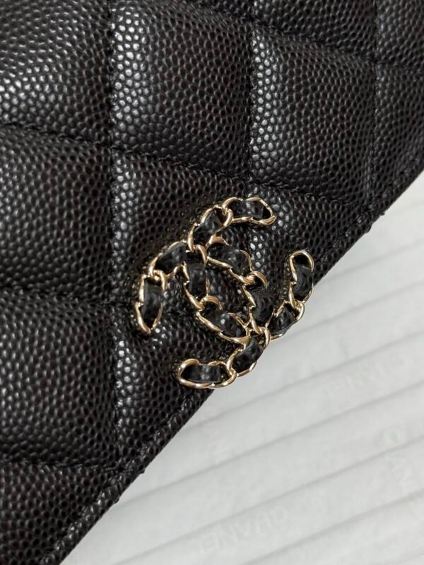 Chanel Chain Mini Bag Grained Shiny Calfskin & Gold Metal Black