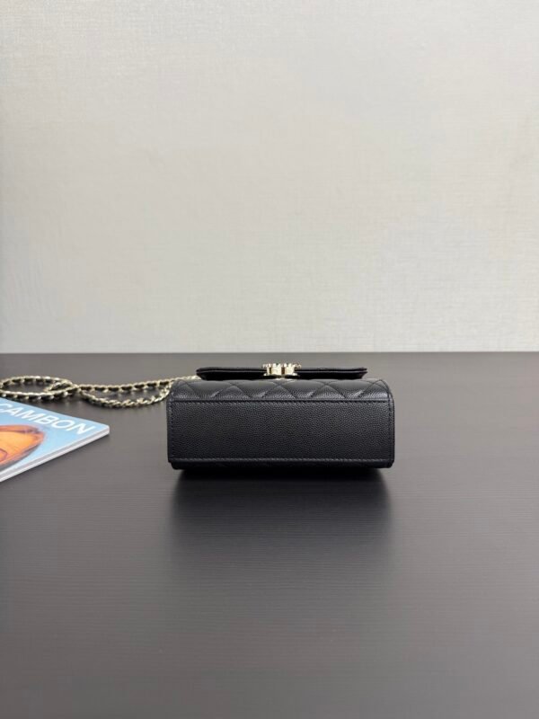 Chanel Chain Mini Bag Grained Shiny Calfskin & Gold Metal Black